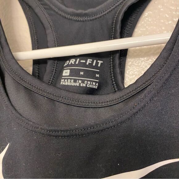 Nike Womens black Dri Fit Tank layered built in sports bra running top M - Picture 7 of 11